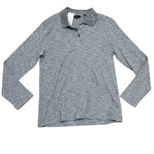 Vince Men's Medium Sunfaded Thermal Grey Pima Cotton Blend Long Sleeve Polo NWT